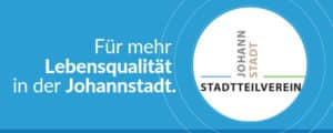 Grafik mit dem Logo des Stadtteilverein Johannstadt und dem Text: Für mehr Lebensqualität in der Johannstadt.