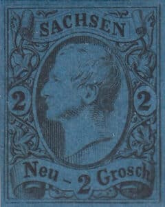 Abbild einer Briefmarke mit Briefmarke mit König Johann von Sachsen