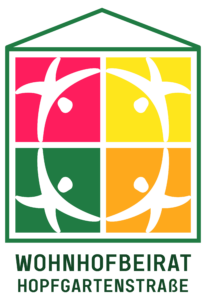 Logo des Wohnhofbeirats Hopfenstraße mit grüner Schrift.