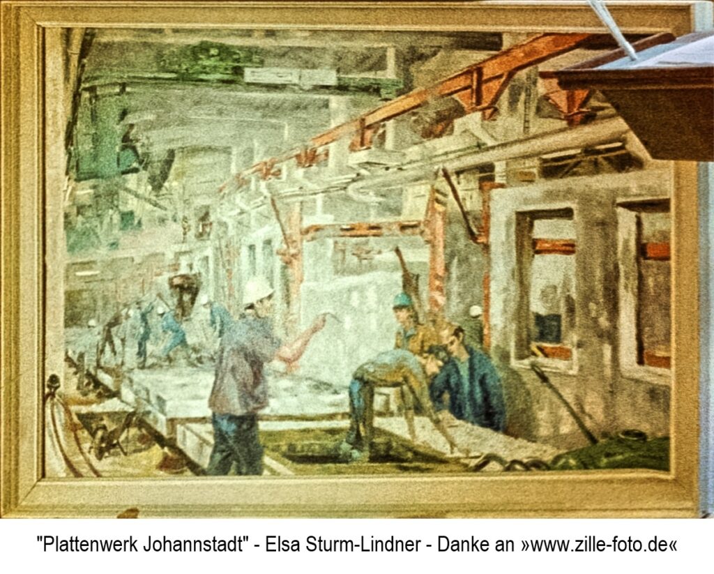 minderwertige farbige Kopie des Gemäldes Plattenwerk Johannstadt von Elsa Sturm-Lindner